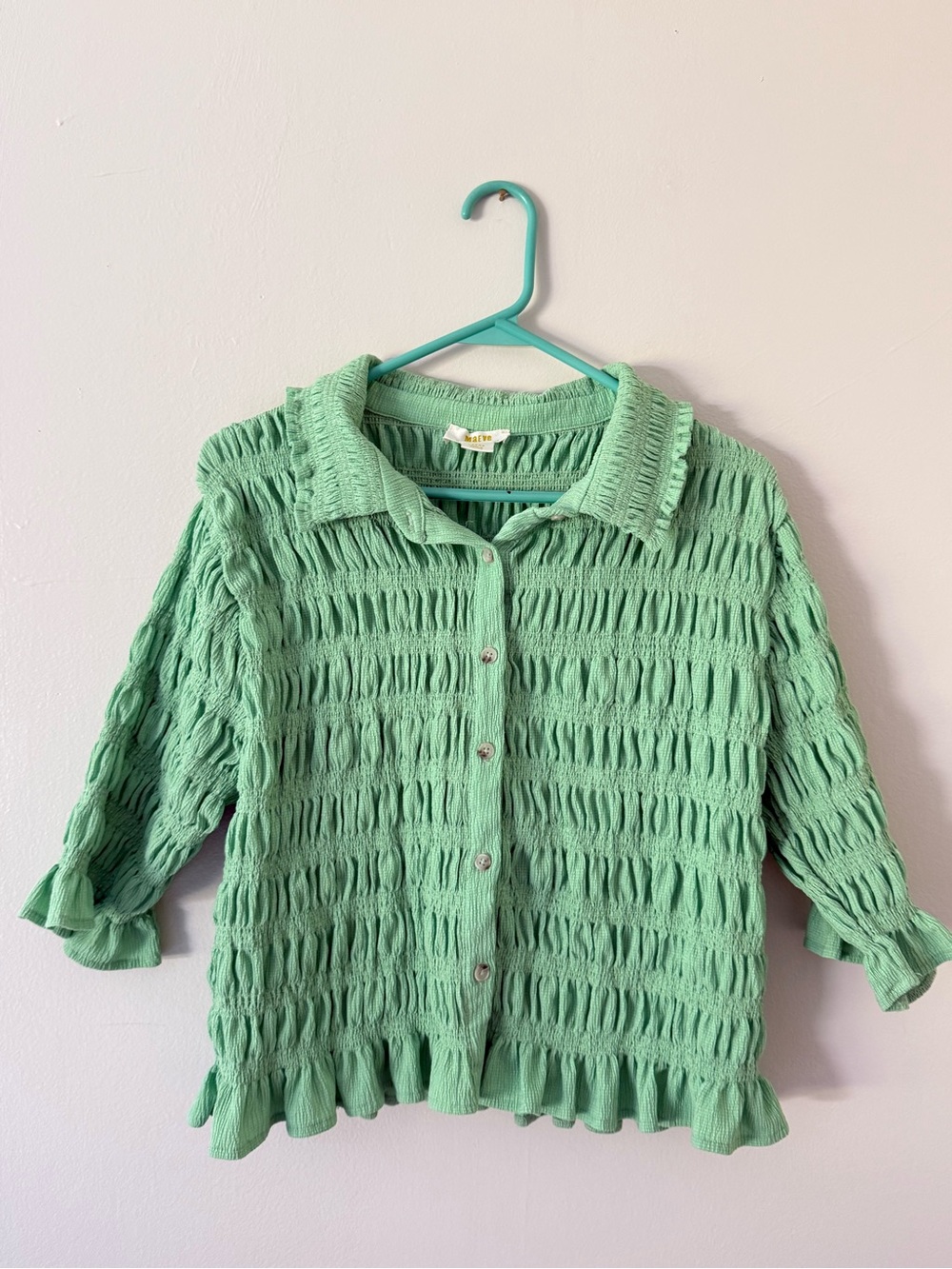 Maeve Green Textured Scrunch Button-Front Women's Summer Top
Anthropologie Sz Lg - Picture 2 of 12
